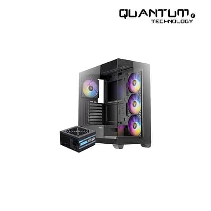 Antec CX300 ARGB Case with Panoramic View & Pre-Installed RGB Fans + Antec Atom V650 PSU for Gaming